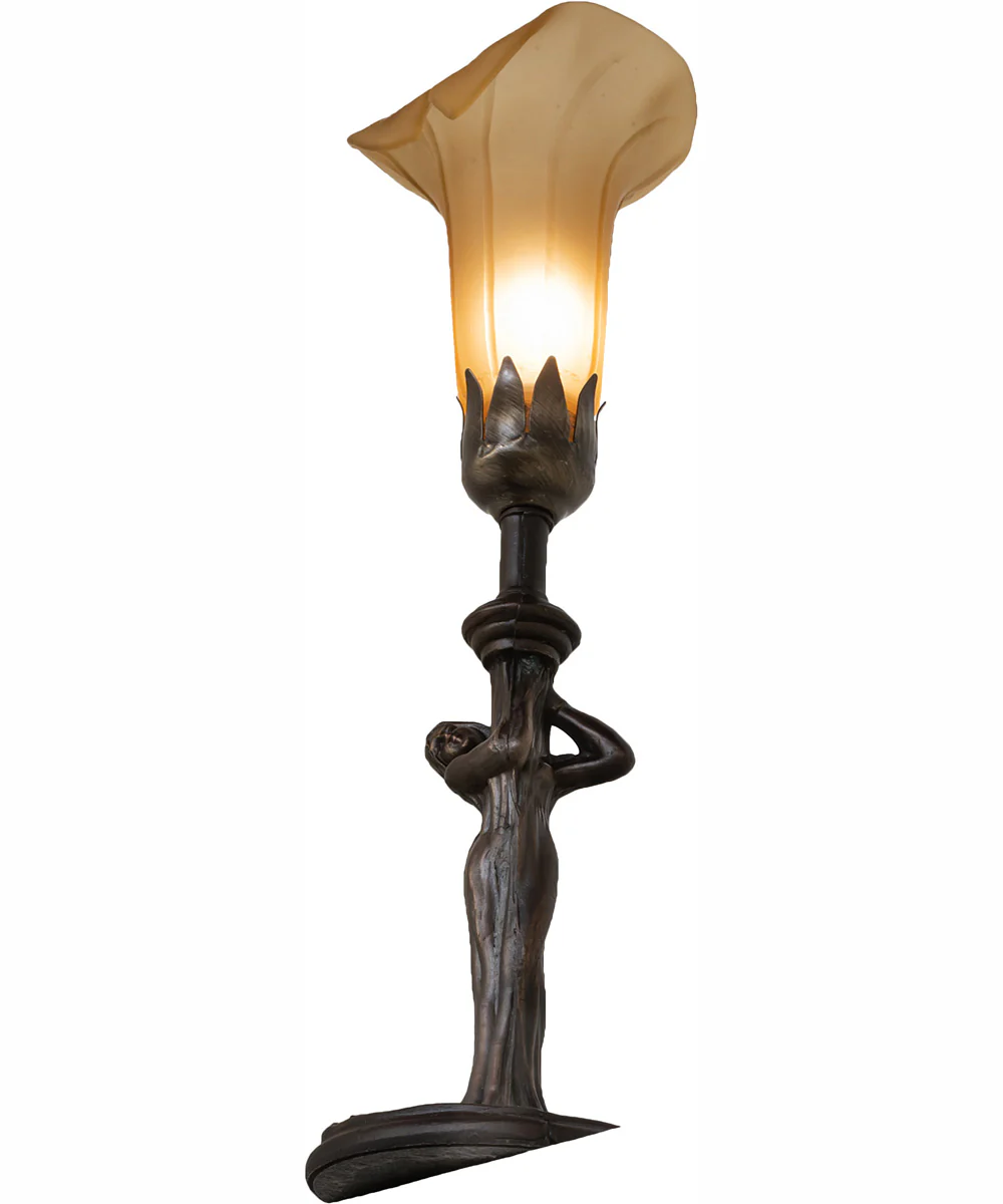 15" High Amber Tiffany Pond Lily Nouveau Lady Accent Lamp - Image 6