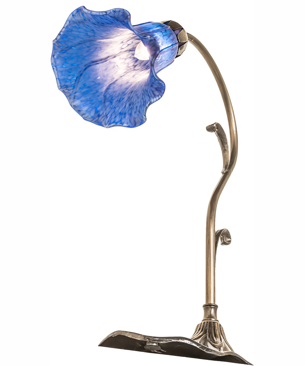 15" High Blue Tiffany Pond Lily Accent Lamp - Image 7