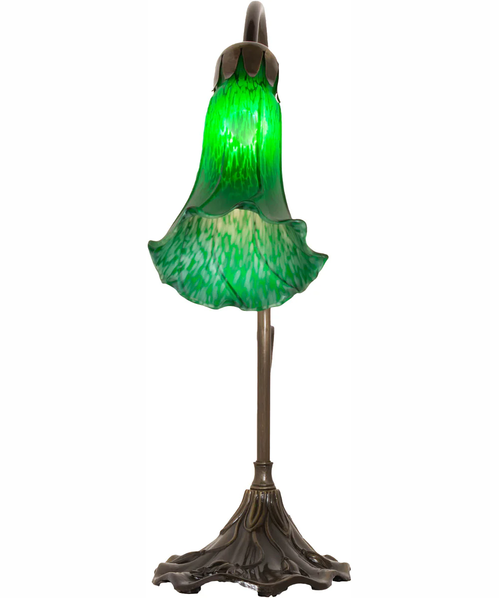 15" High Green Tiffany Pond Lily Accent Lamp - Image 5