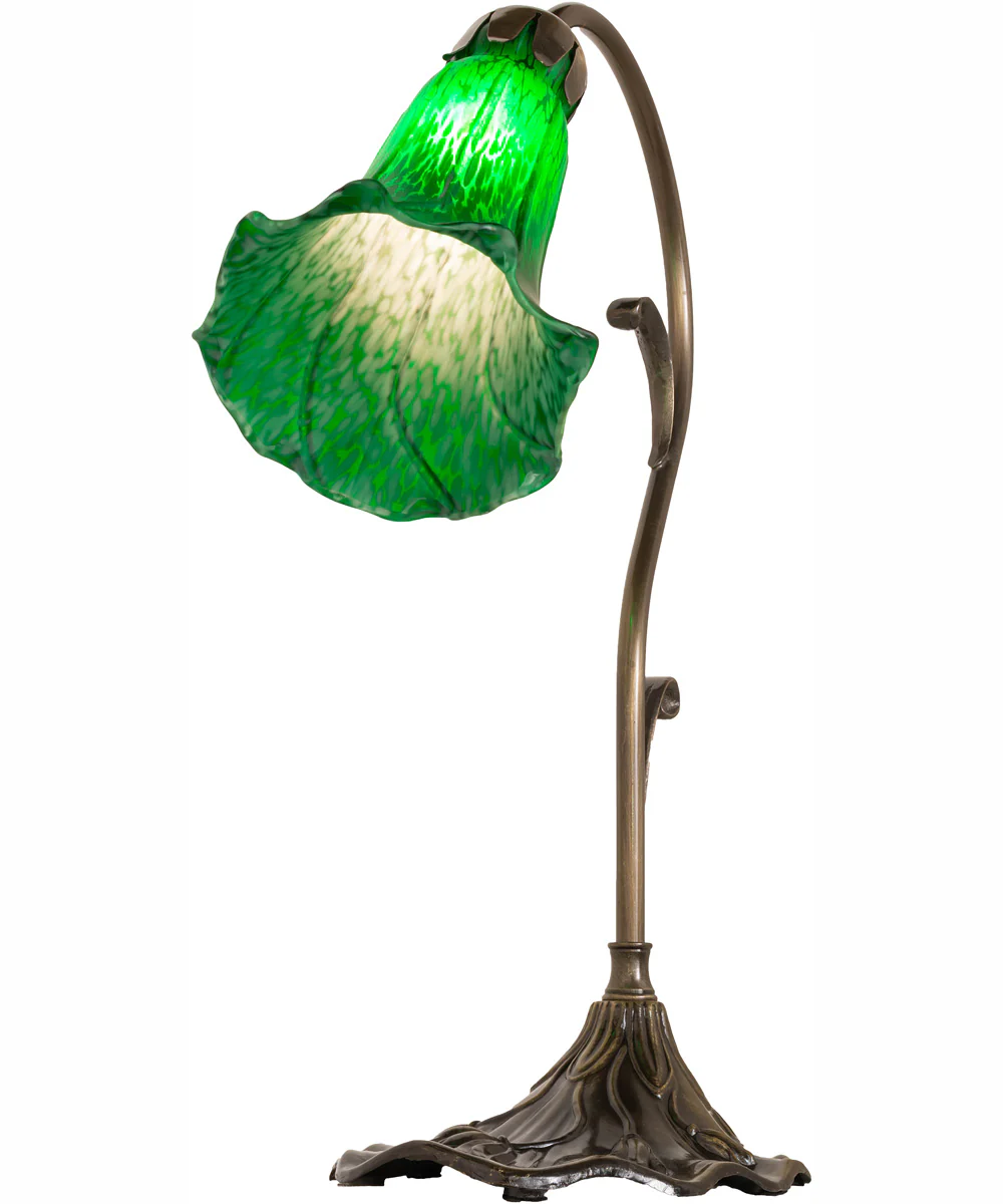 15" High Green Tiffany Pond Lily Accent Lamp - Image 6