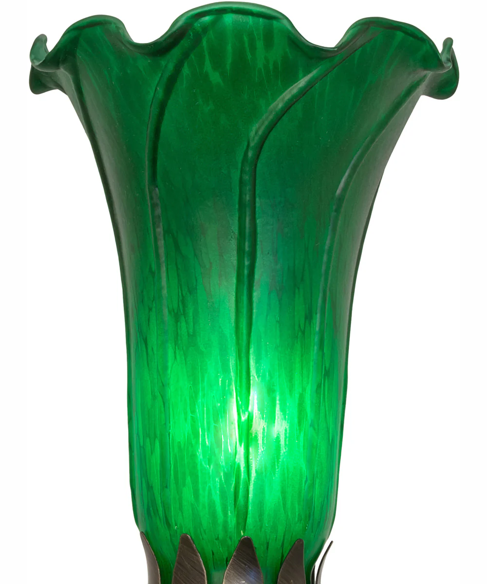 15" High Green Tiffany Pond Lily Nouveau Lady Accent Lamp - Image 7
