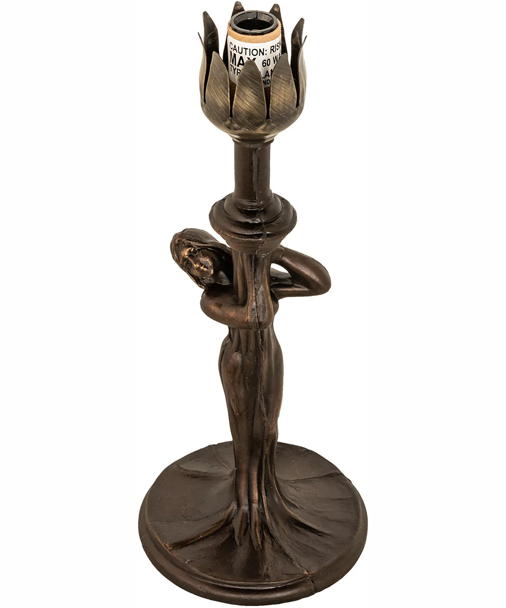 15" High Green Tiffany Pond Lily Nouveau Lady Accent Lamp - Image 9