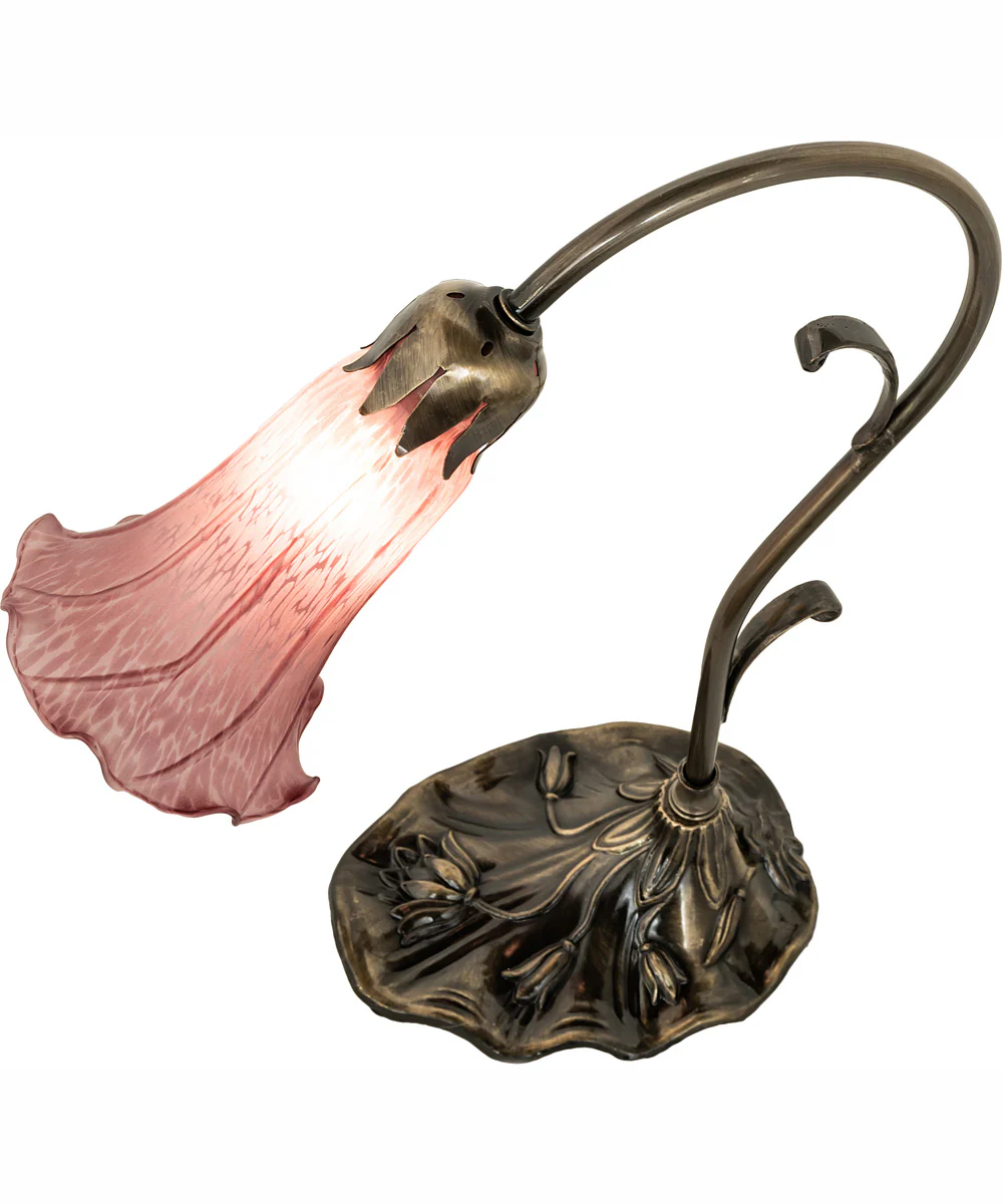 15" High Lavender Tiffany Pond Lily Accent Lamp - Image 4