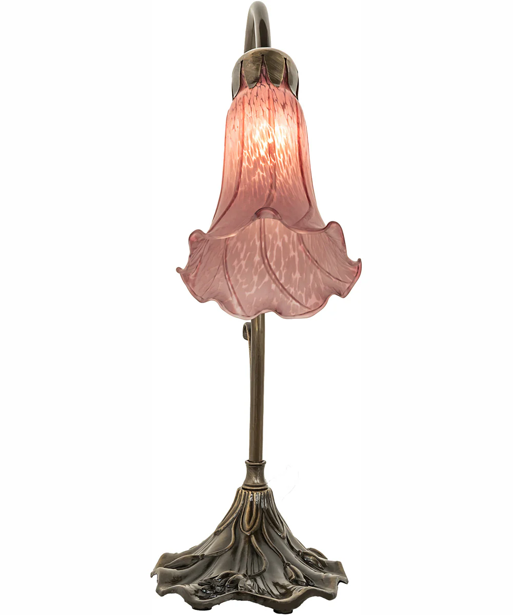 15" High Lavender Tiffany Pond Lily Accent Lamp - Image 5