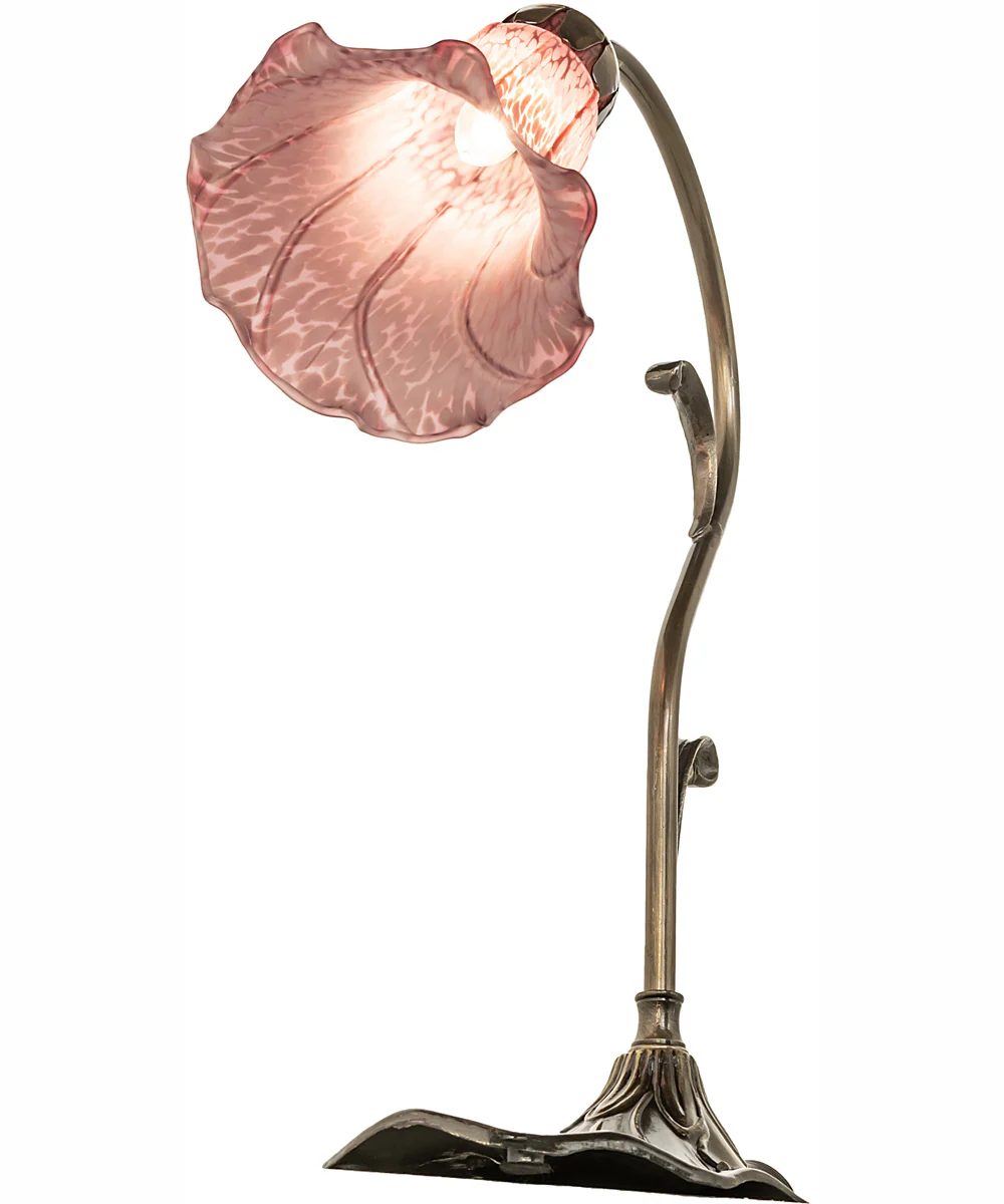15" High Lavender Tiffany Pond Lily Accent Lamp - Image 6