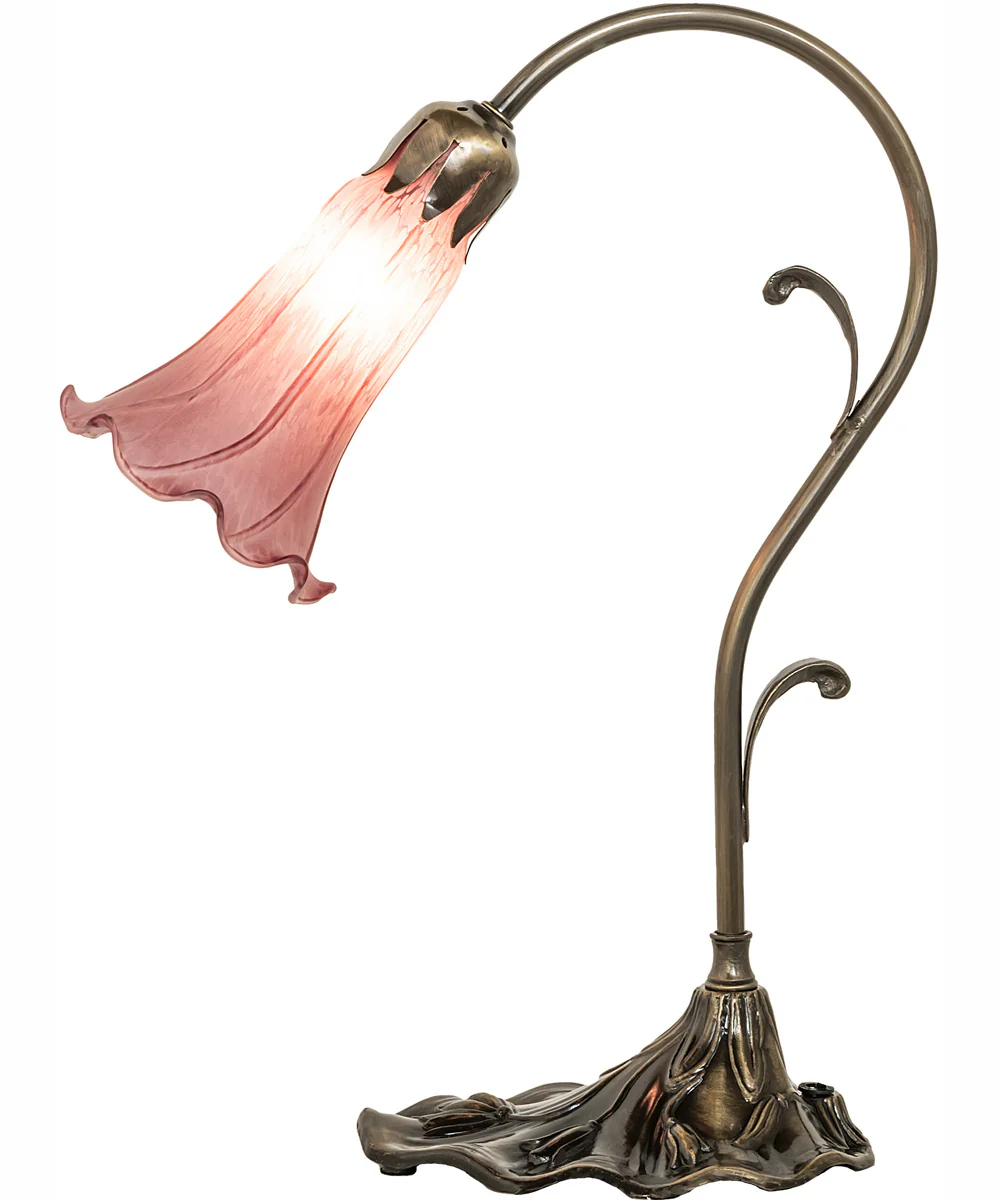 15" High Lavender Tiffany Pond Lily Accent Lamp - Image 7