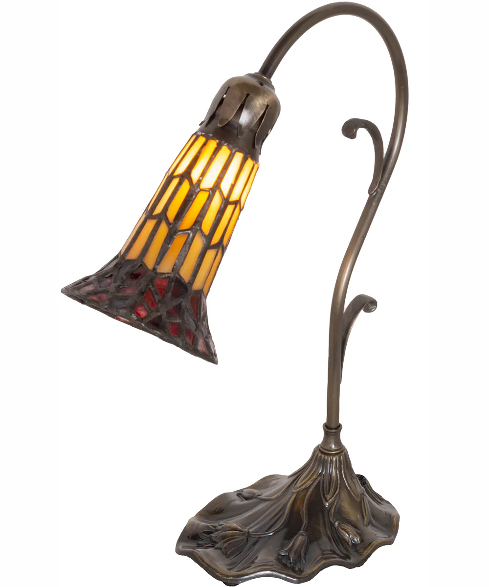 15" High Stained Glass Pond Lily Accent Lamp - Image 2