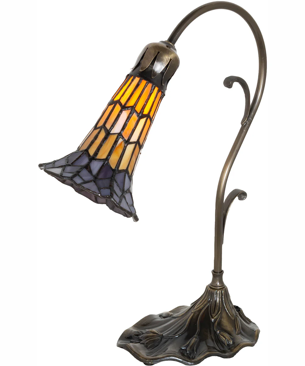15" High Stained Glass Pond Lily Accent Lamp - Image 2