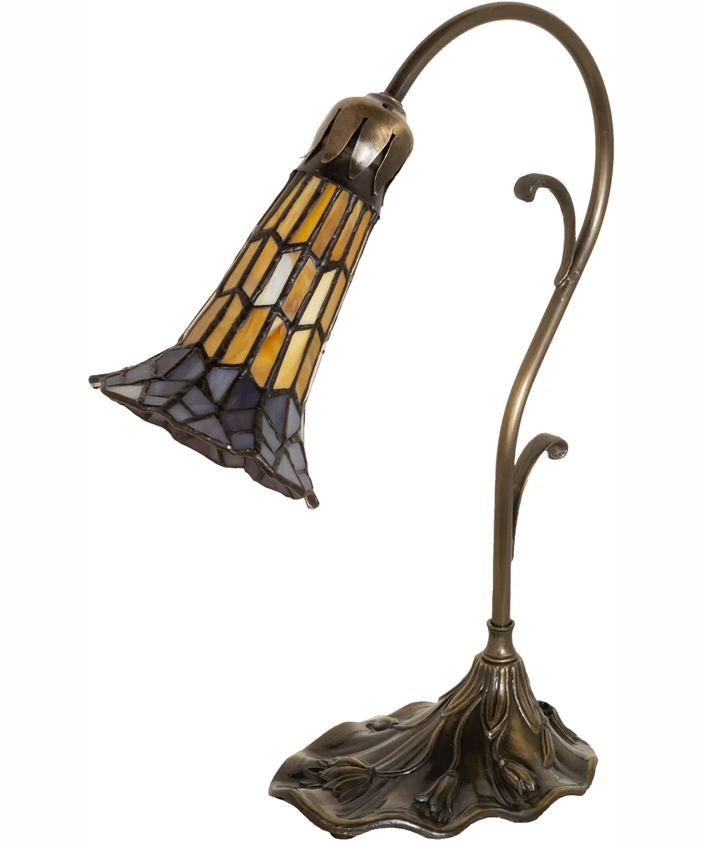 15" High Stained Glass Pond Lily Accent Lamp - Image 3
