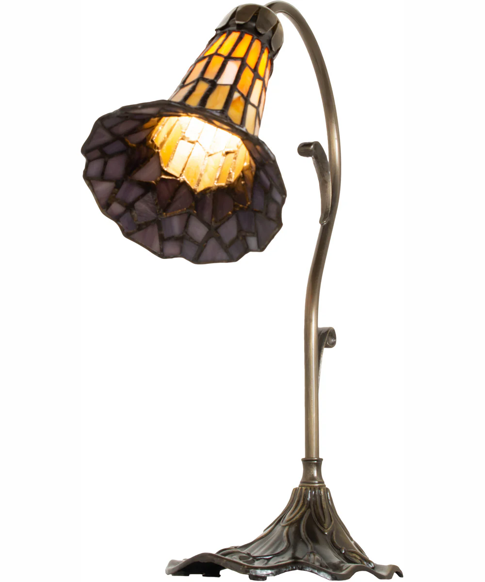 15" High Stained Glass Pond Lily Accent Lamp - Image 6