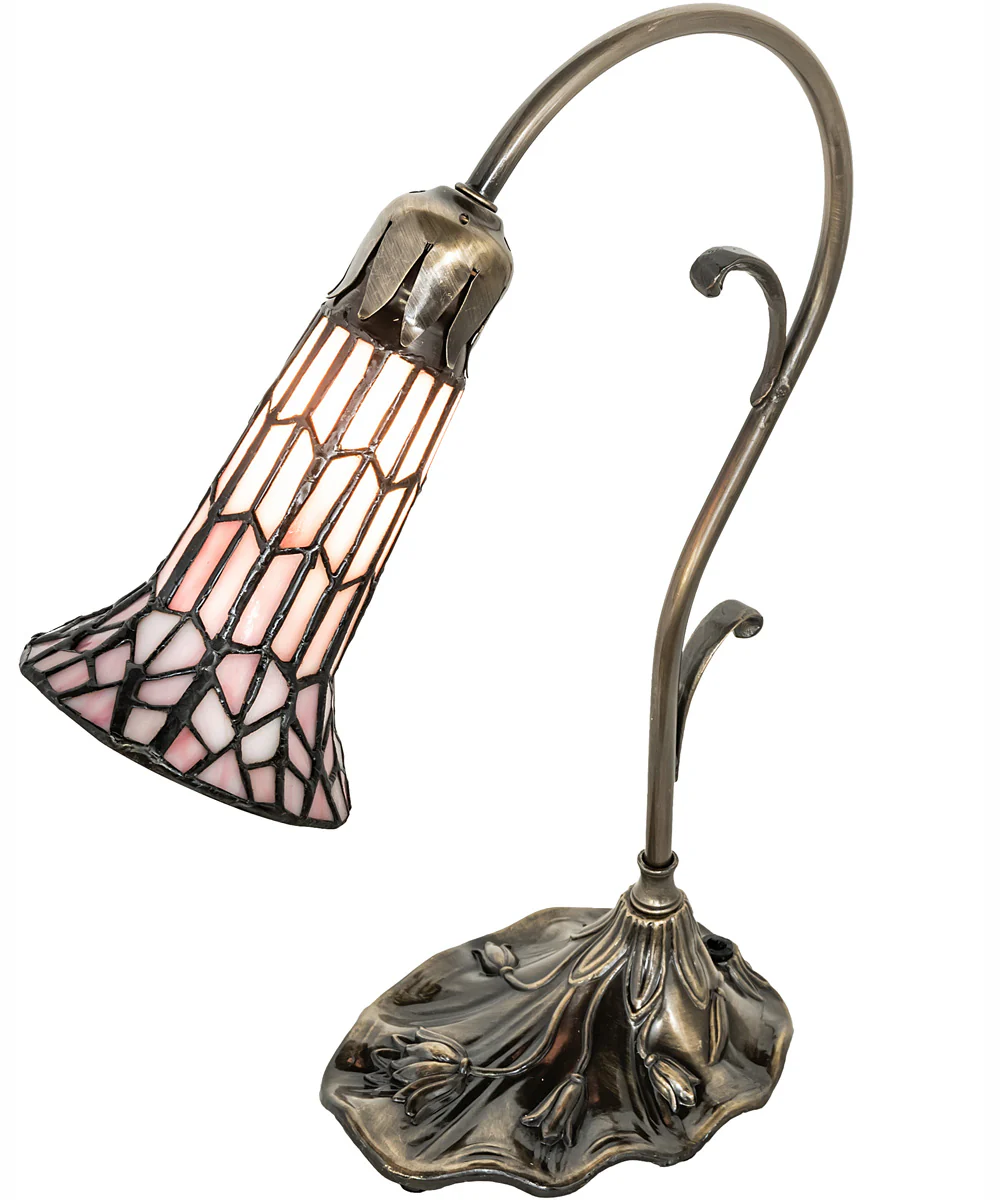 15" High Stained Glass Pond Lily Accent Lamp - Image 2