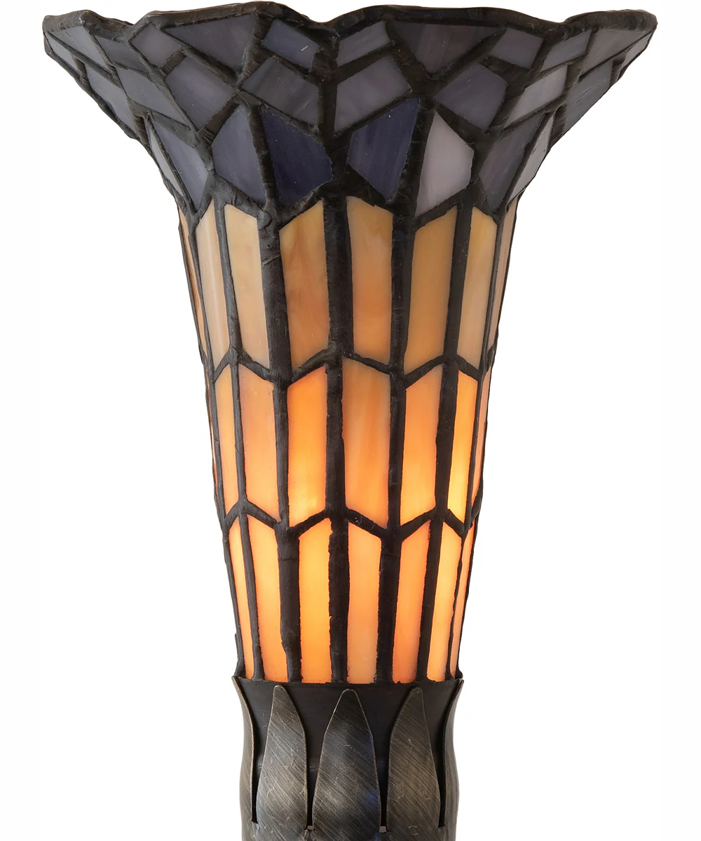 15" High Stained Glass Pond Lily Nouveau Accent Lamp - Image 7