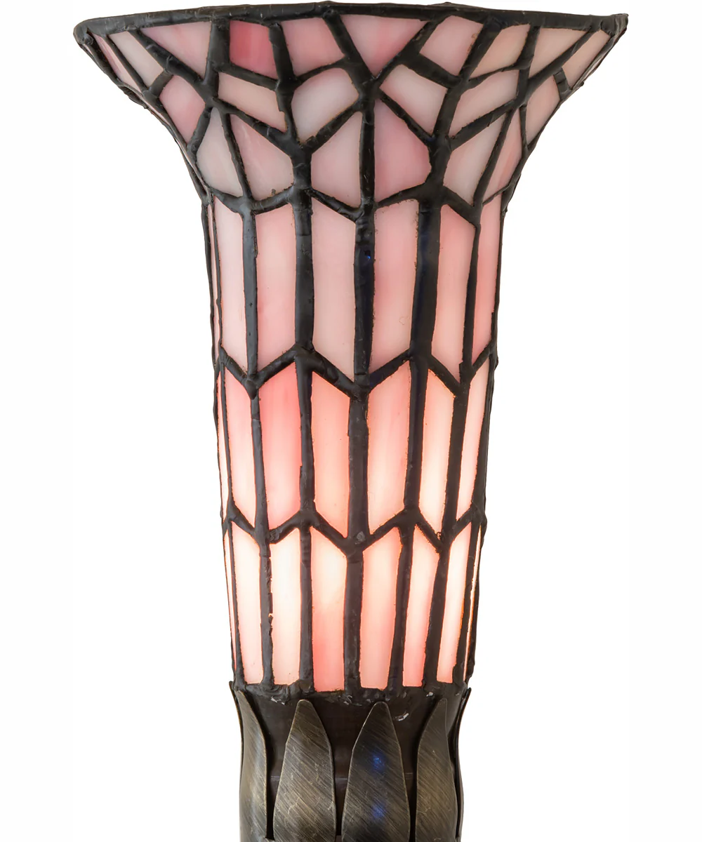 15" High Stained Glass Pond Lily Nouveau Lady Accent Lamp - Image 7
