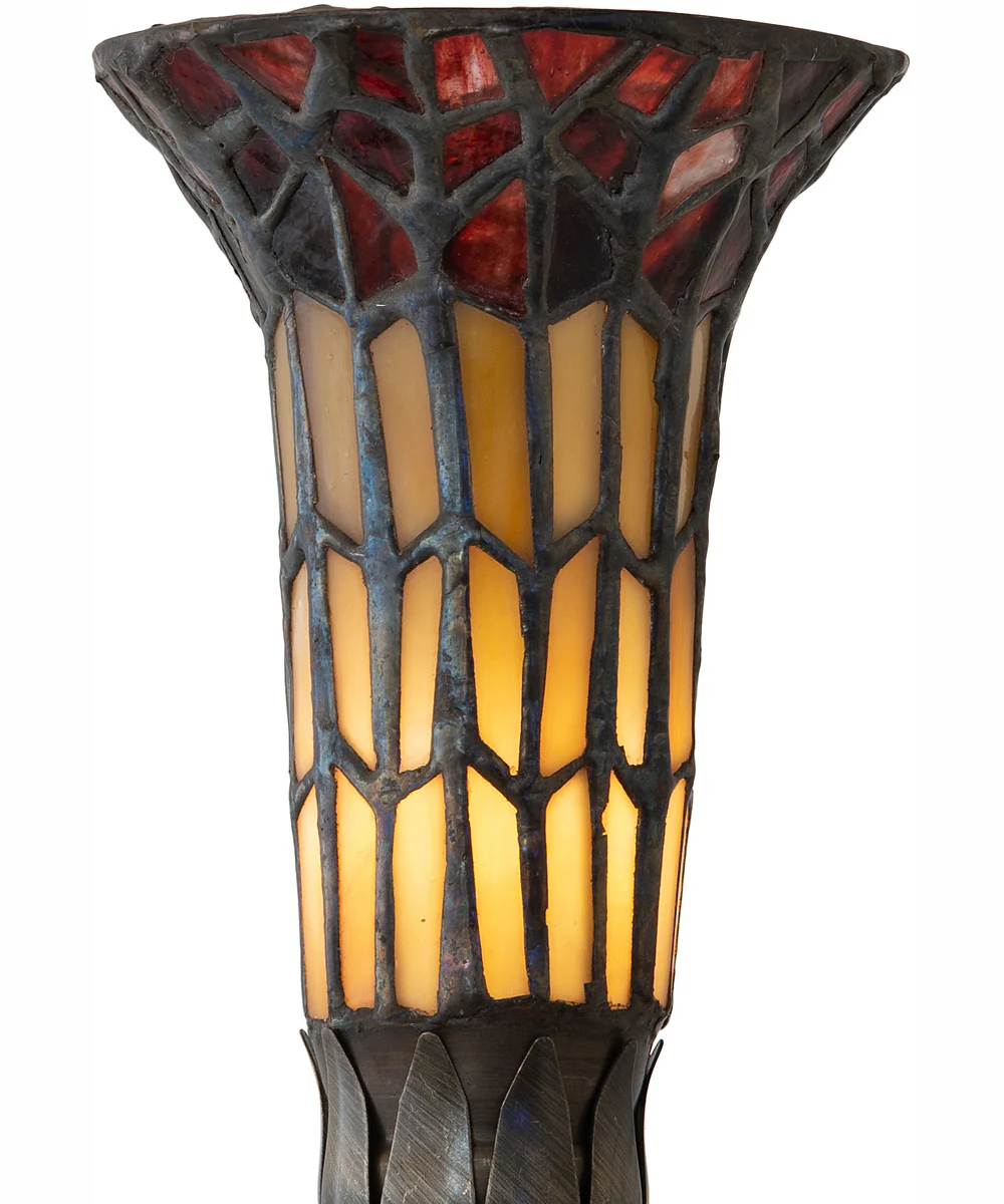 15" High Stained Glass Pond Lily Nouveau Lady Accent Lamp - Image 4