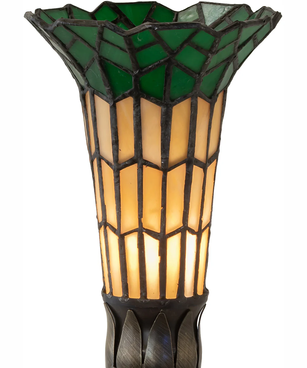 15" High Stained Glass Pond Lily Nouveau Lady Accent Lamp - Image 7