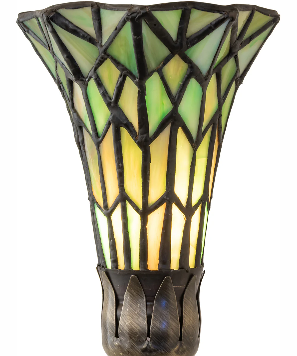 15" High Stained Glass Pond Lily Nouveau Lady Accent Lamp - Image 7