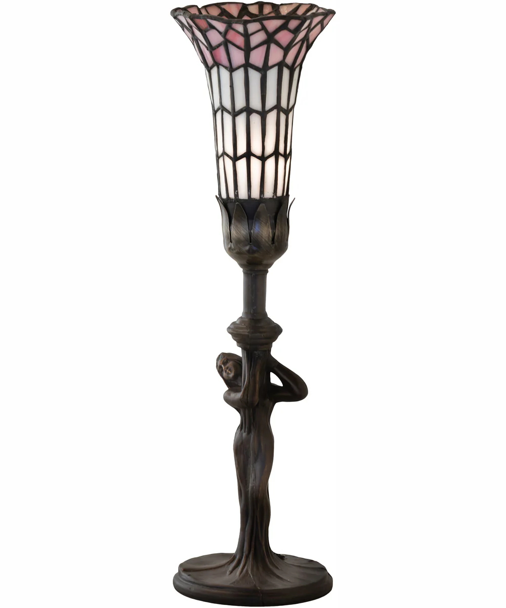 15" High Stained Glass Pond Lily Nouveau Lady Accent Lamp - Image 2
