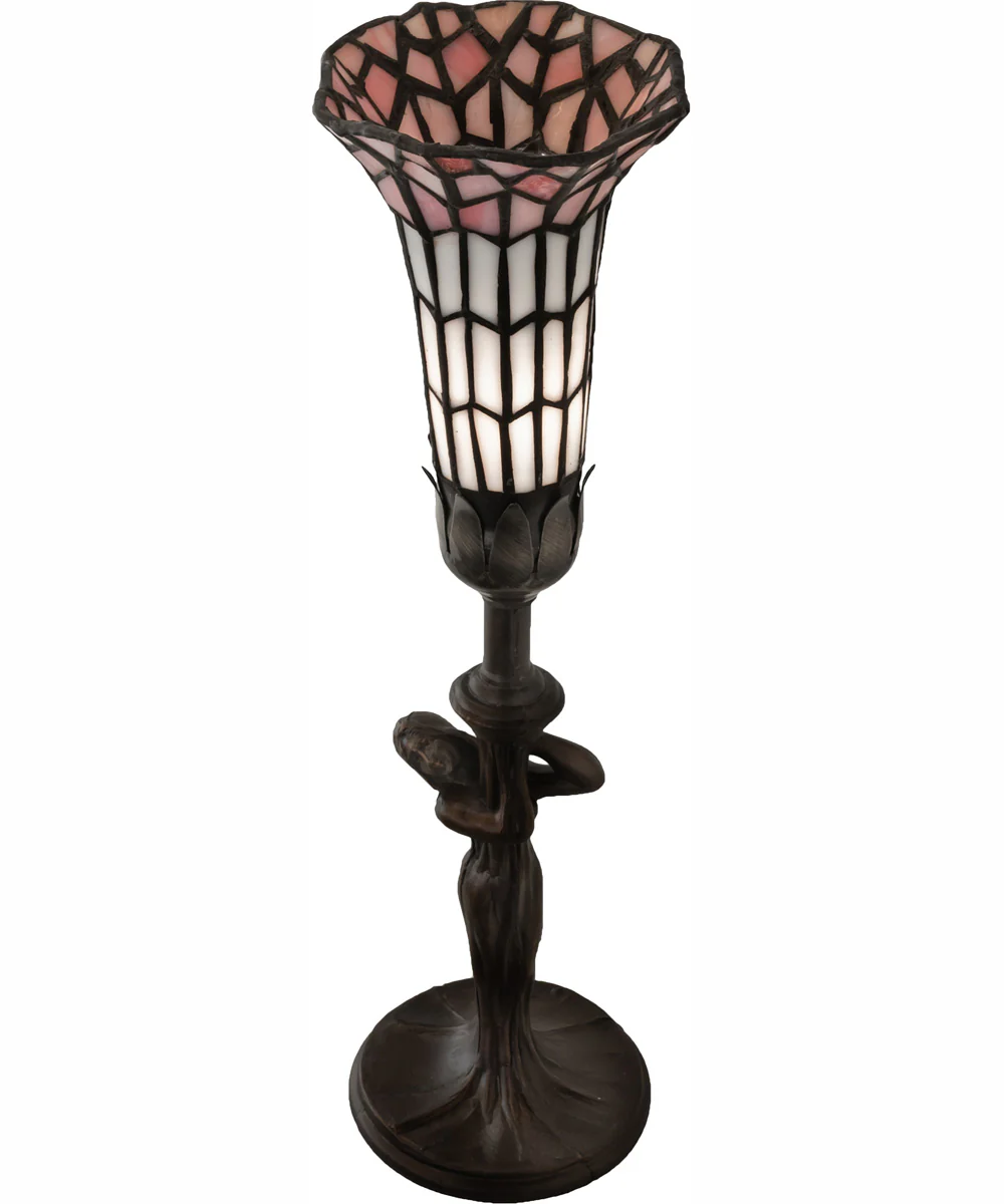 15" High Stained Glass Pond Lily Nouveau Lady Accent Lamp - Image 4