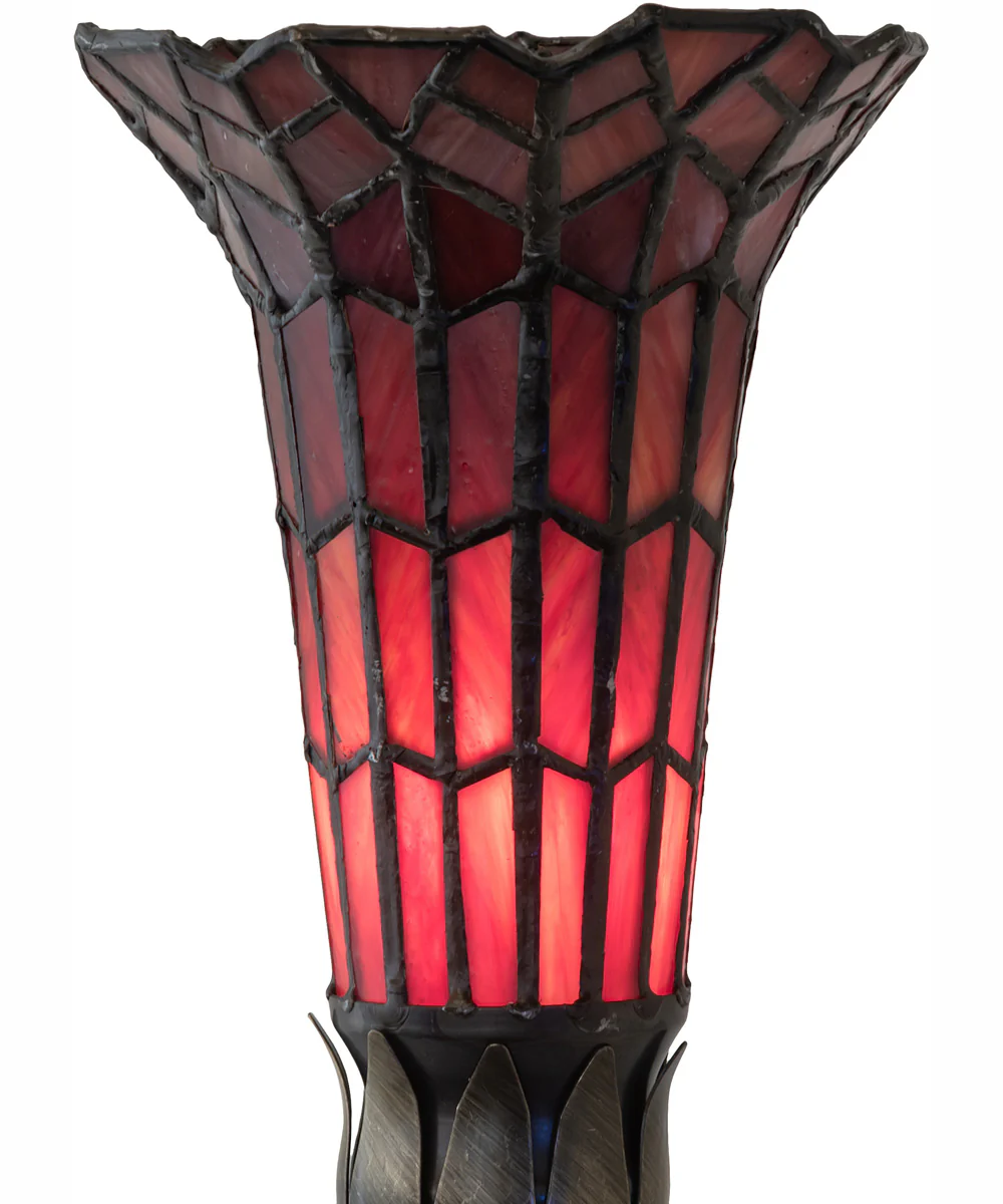 15" High Stained Glass Pond Lily Nouveau Lady Accent Lamp - Image 7