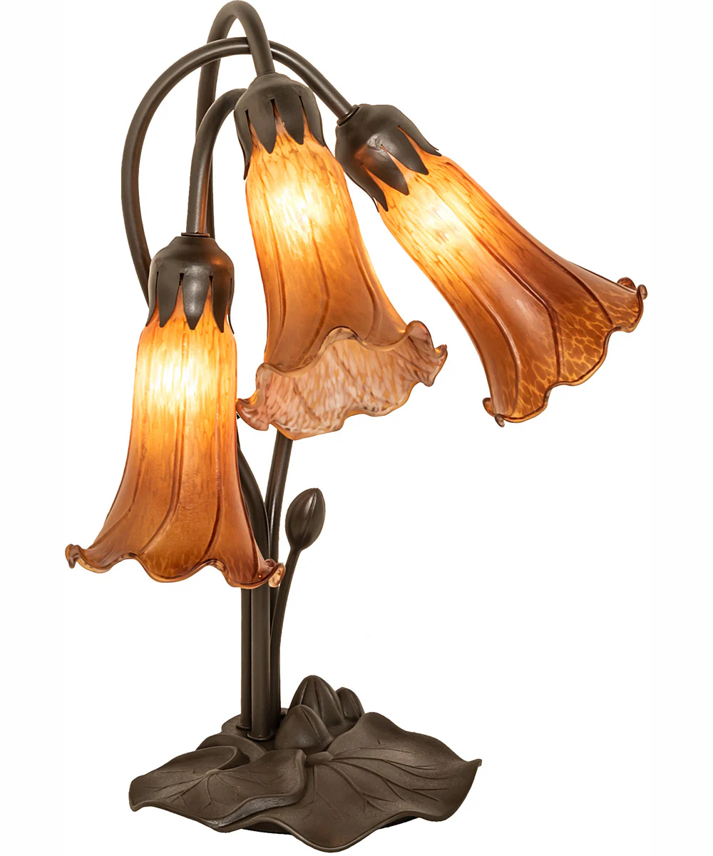16" High Amber Tiffany Pond Lily 3 Light Accent Lamp - Image 2