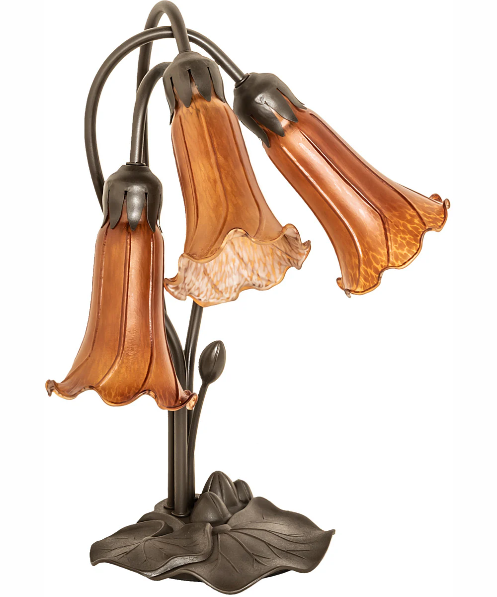 16" High Amber Tiffany Pond Lily 3 Light Accent Lamp - Image 3