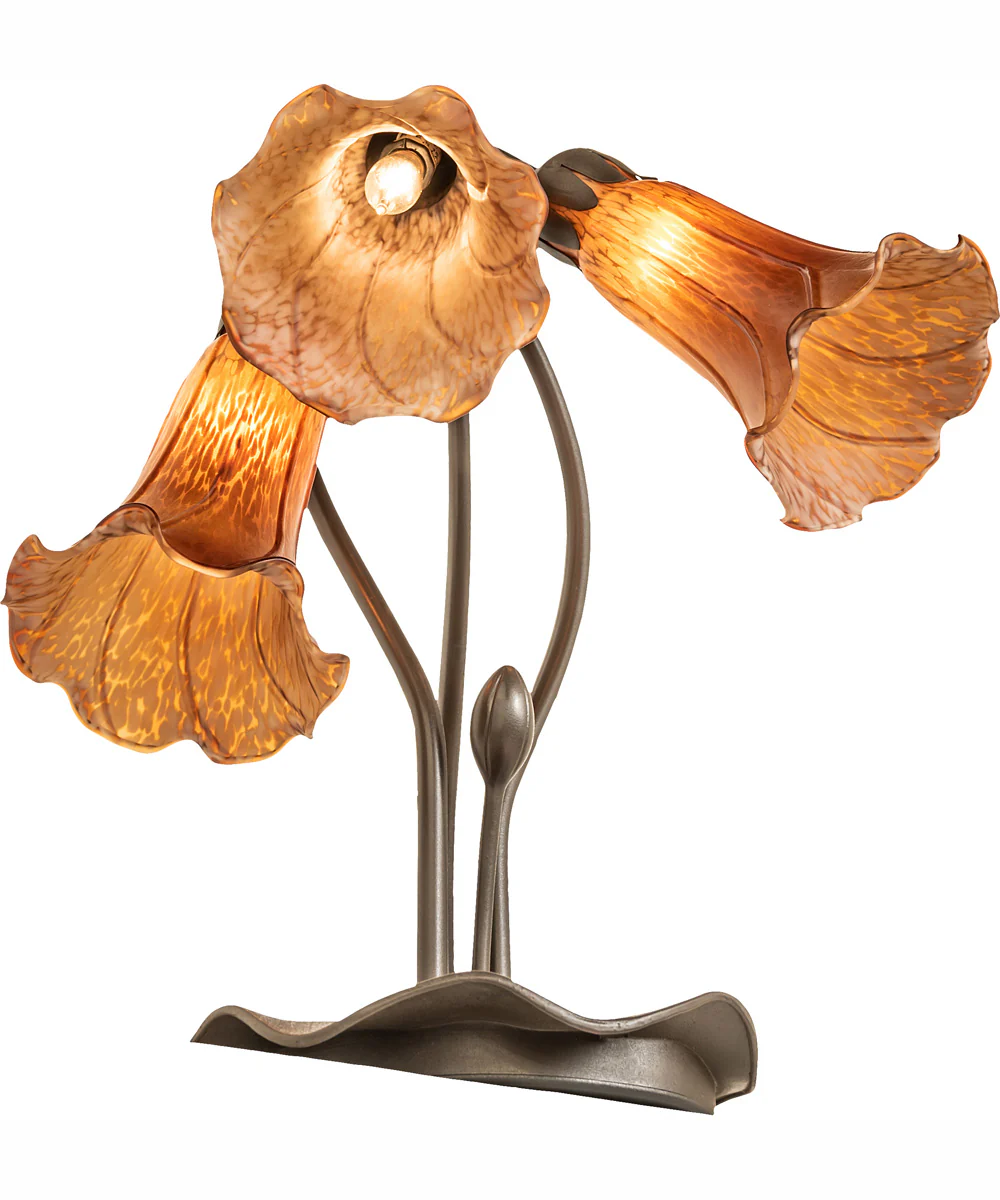 16" High Amber Tiffany Pond Lily 3 Light Accent Lamp - Image 6