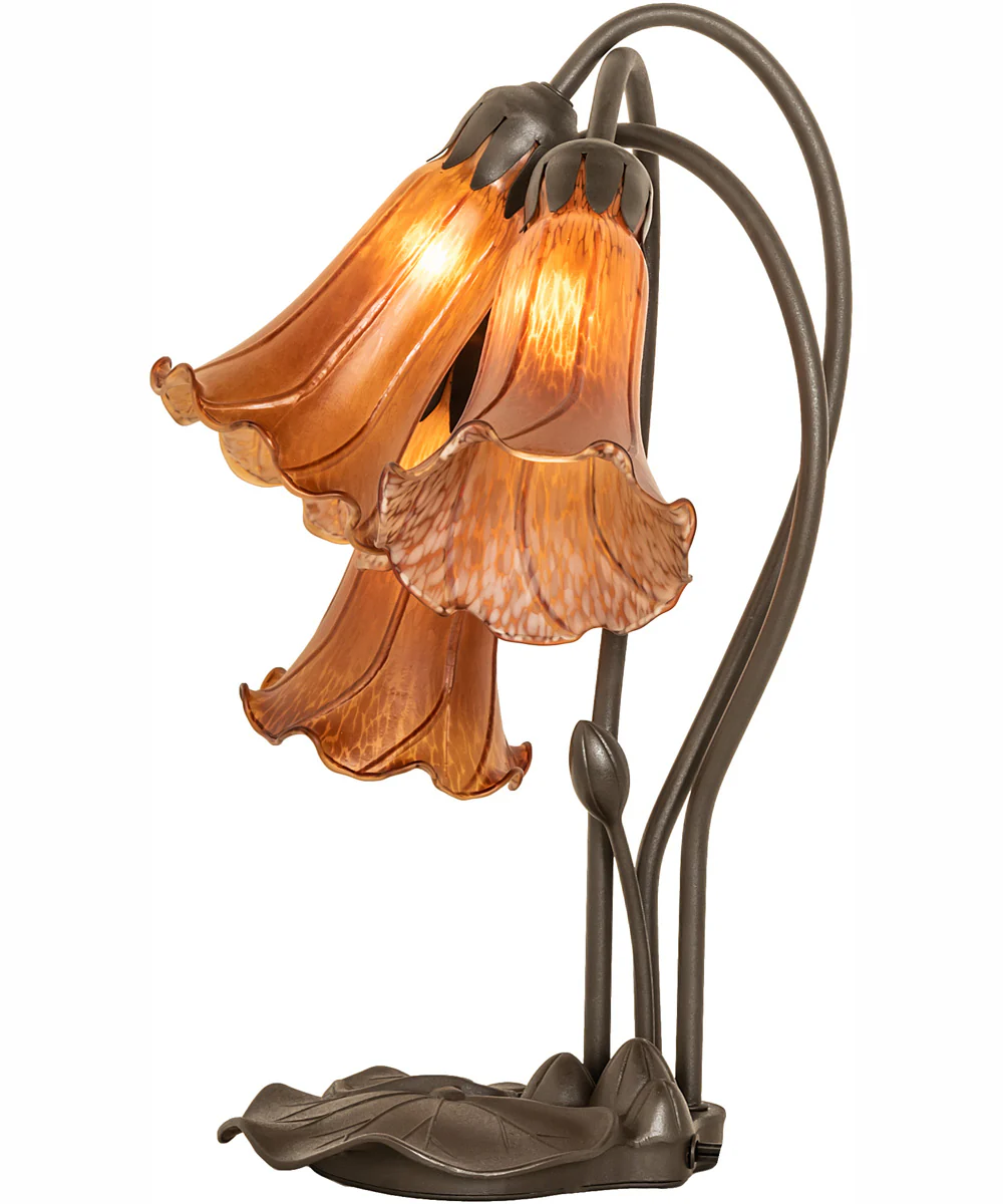16" High Amber Tiffany Pond Lily 3 Light Accent Lamp - Image 7