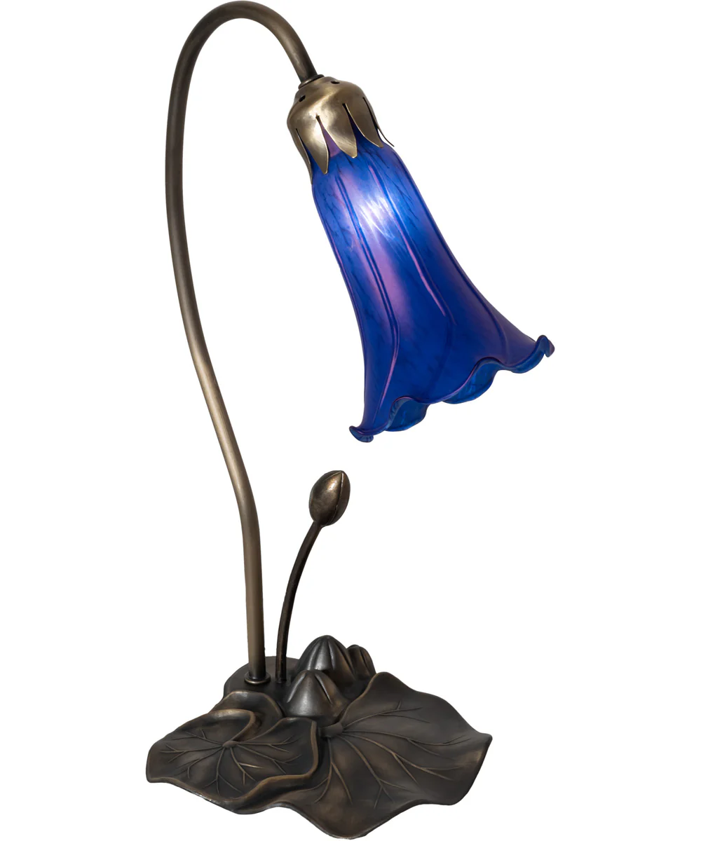 16" High Blue Pond Lily Accent Lamp - Image 5