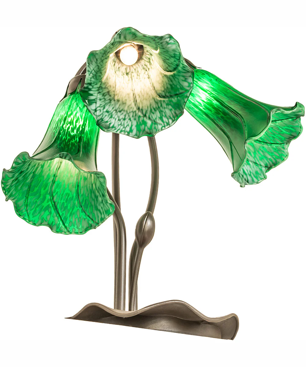 16" High Green Tiffany Pond Lily 3 Light Accent Lamp - Image 7