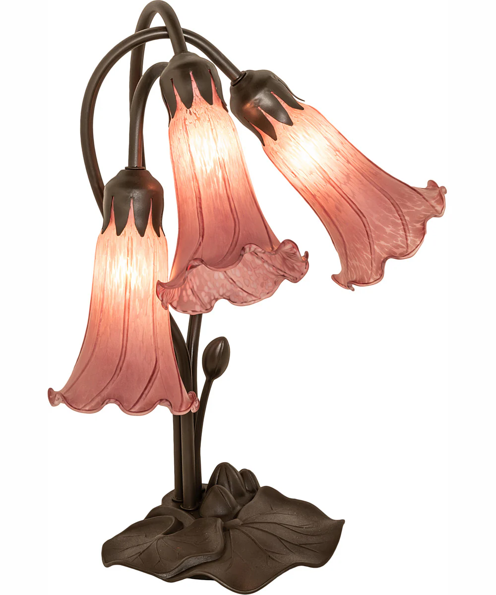 16" High Lavender Pond Lily Tiffany Pond Lily 3 Light Accent Lamp - Image 2