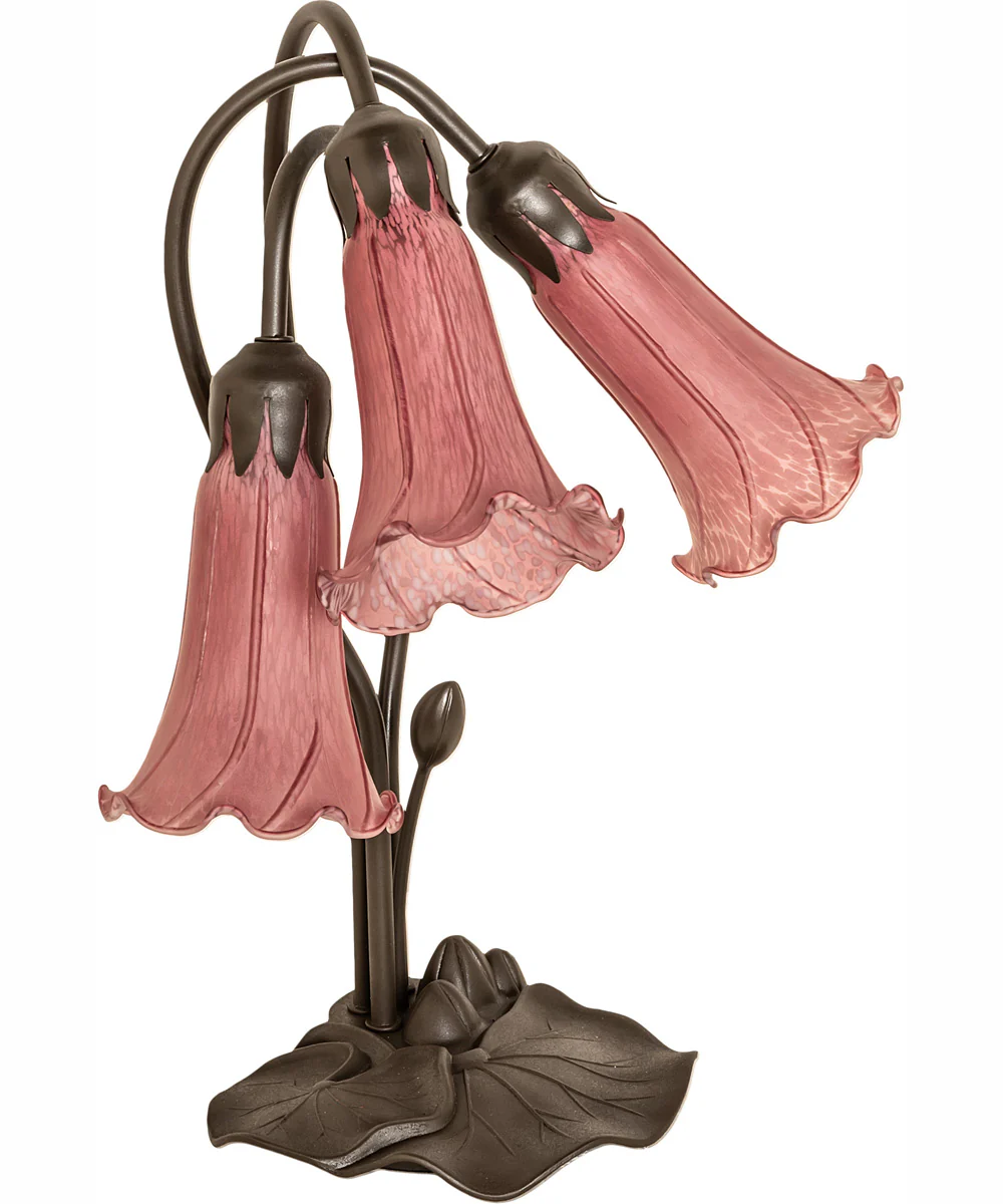 16" High Lavender Pond Lily Tiffany Pond Lily 3 Light Accent Lamp - Image 3