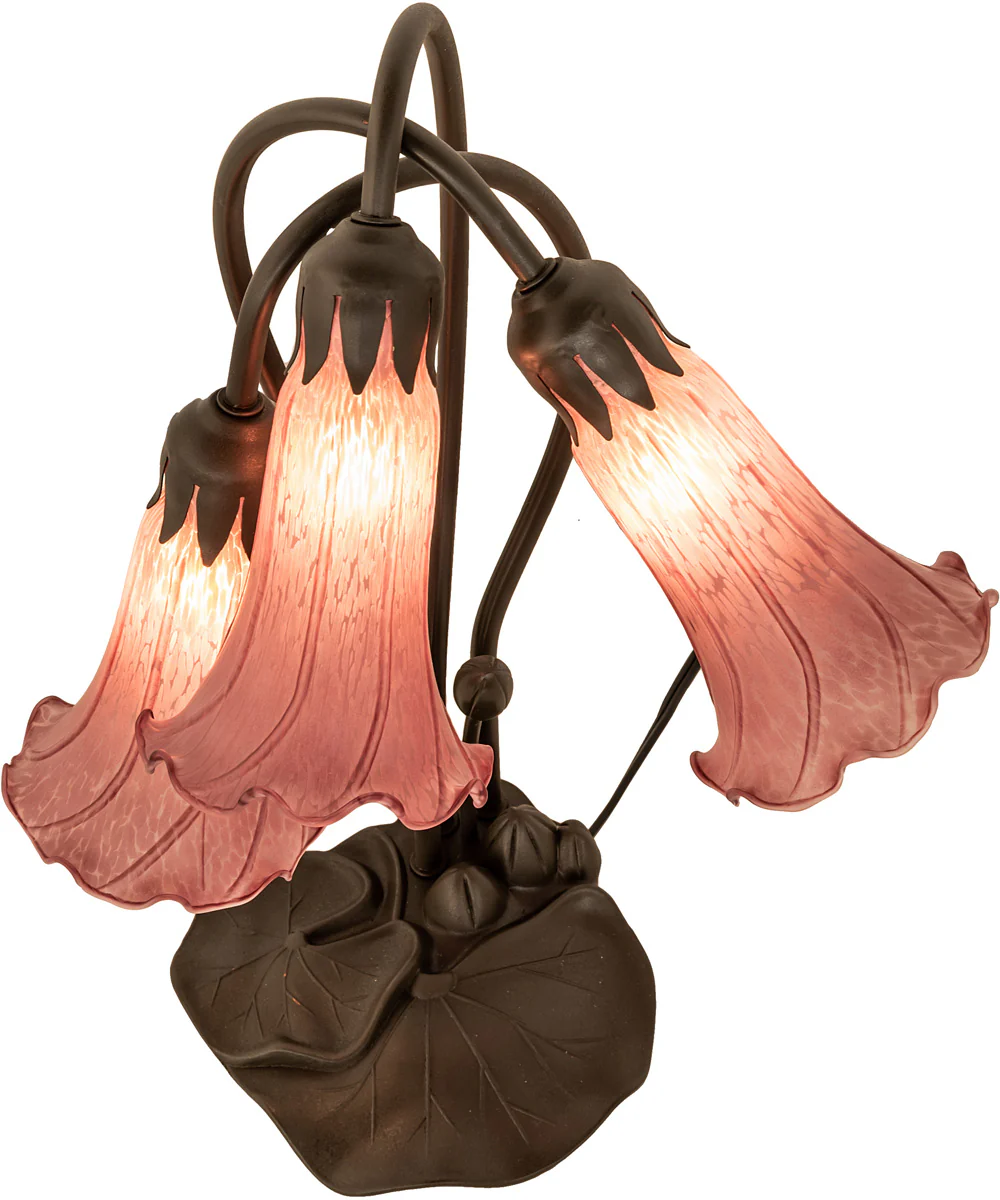 16" High Lavender Pond Lily Tiffany Pond Lily 3 Light Accent Lamp - Image 4