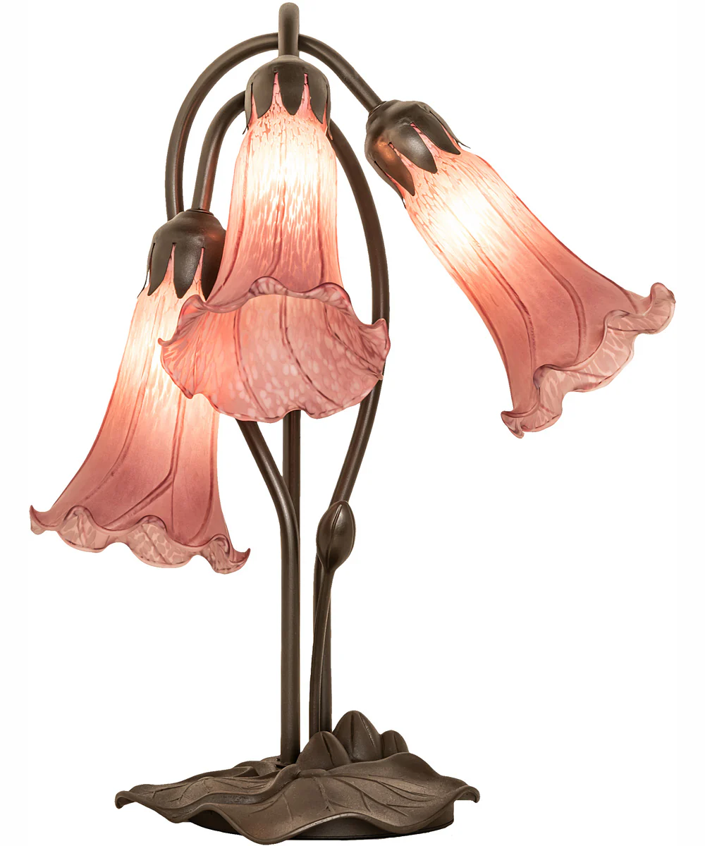 16" High Lavender Pond Lily Tiffany Pond Lily 3 Light Accent Lamp - Image 5