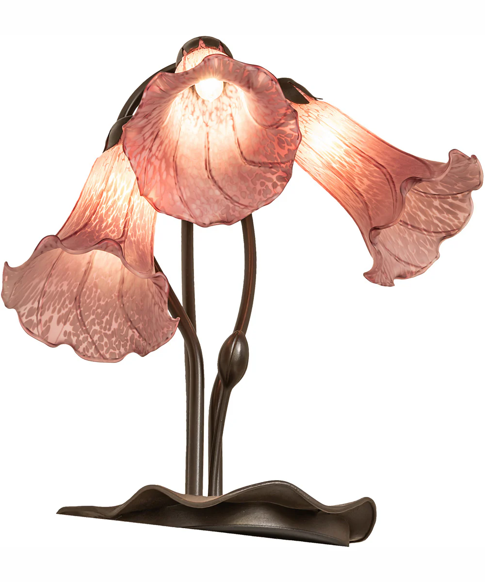16" High Lavender Pond Lily Tiffany Pond Lily 3 Light Accent Lamp - Image 6