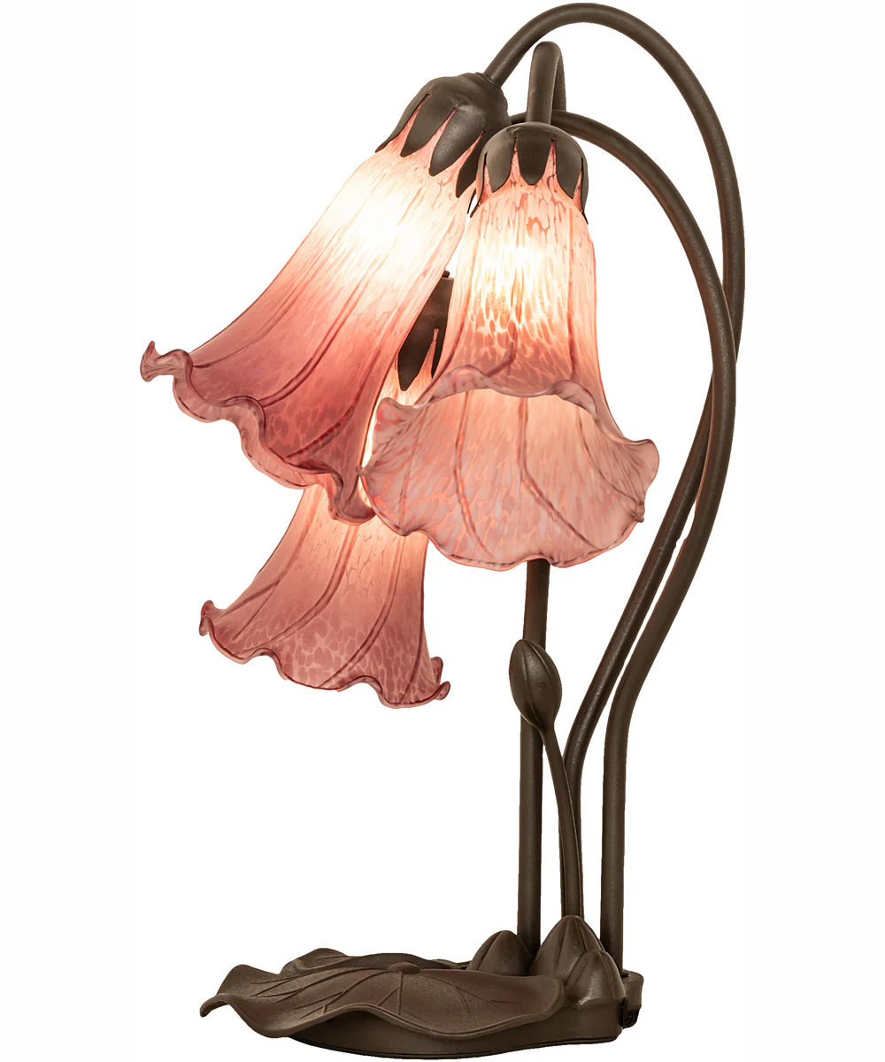16" High Lavender Pond Lily Tiffany Pond Lily 3 Light Accent Lamp - Image 7