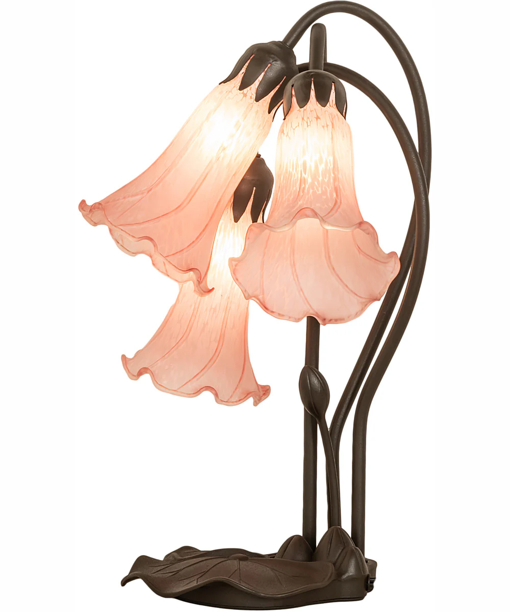 16" High Pink Tiffany Pond Lily 3 Light Accent Lamp - Image 6