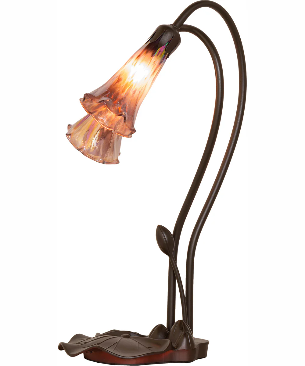16" High Purple Iridescent Tiffany Pond Lily 2 Light Accent Lamp - Image 6
