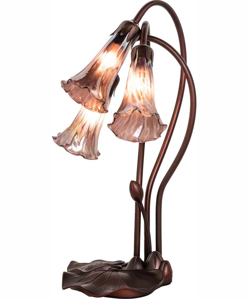 16" High Purple Iridescent Tiffany Pond Lily 3 Light Accent Lamp - Image 2