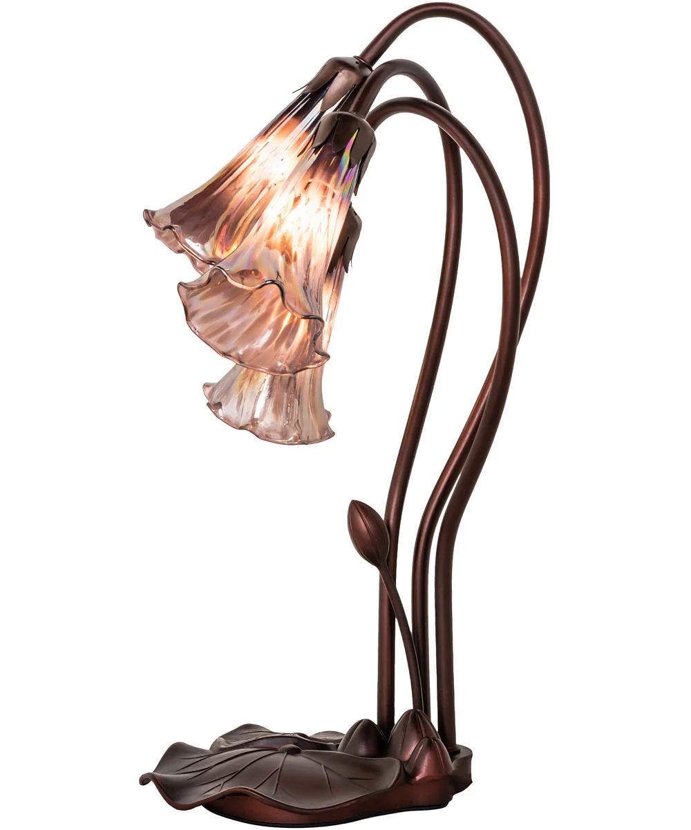 16" High Purple Iridescent Tiffany Pond Lily 3 Light Accent Lamp - Image 7