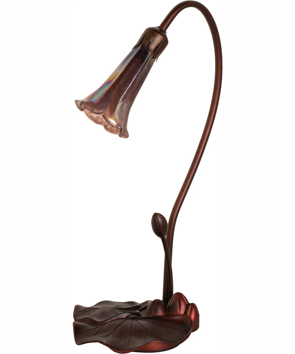 16" High Purple Iridescent Tiffany Pond Lily Accent Lamp - Image 3