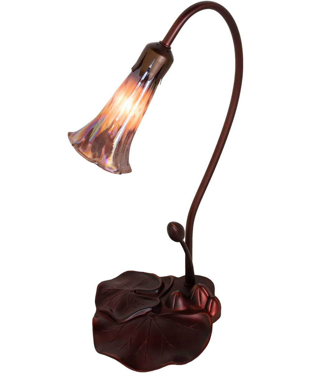16" High Purple Iridescent Tiffany Pond Lily Accent Lamp - Image 4