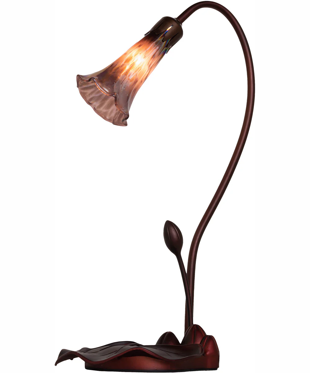 16" High Purple Iridescent Tiffany Pond Lily Accent Lamp - Image 6