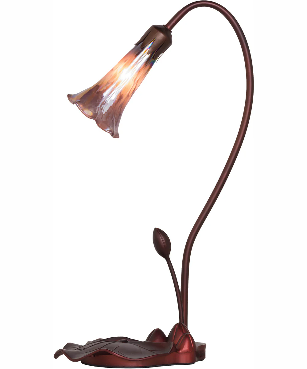16" High Purple Iridescent Tiffany Pond Lily Accent Lamp - Image 7