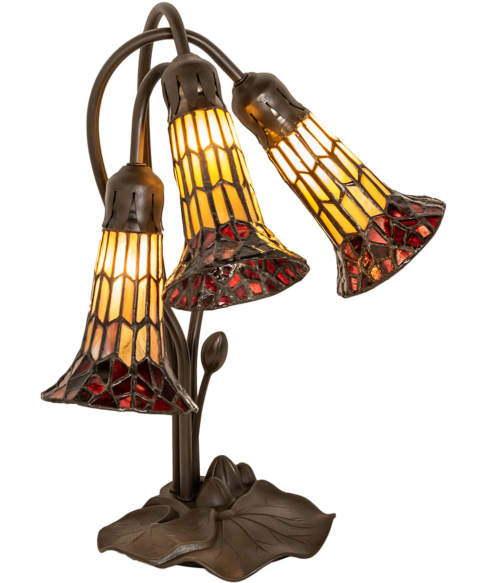 16" High Stained Glass Pond Lily 3 Light Accent Lamp - Image 2