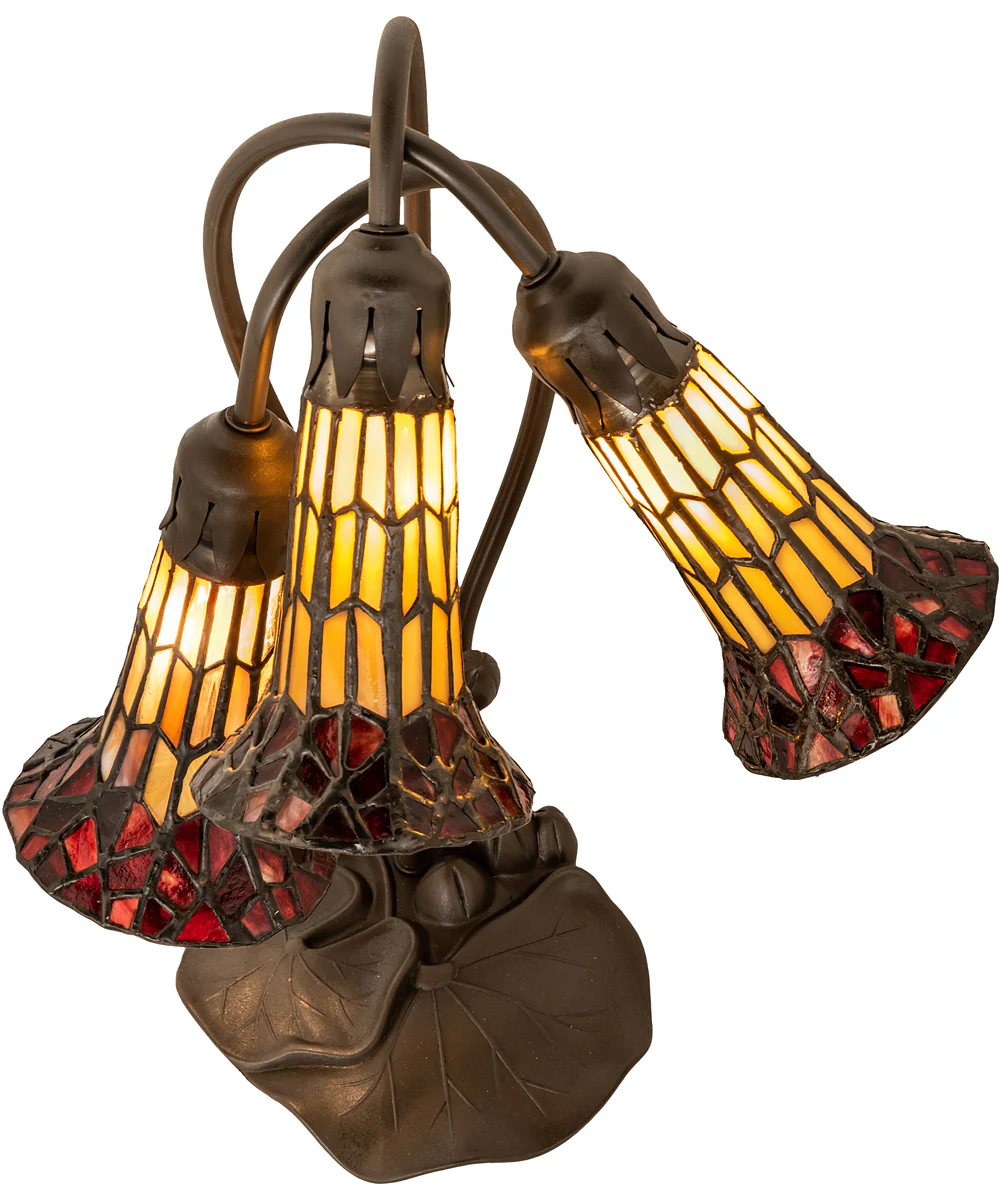 16" High Stained Glass Pond Lily 3 Light Accent Lamp - Image 4