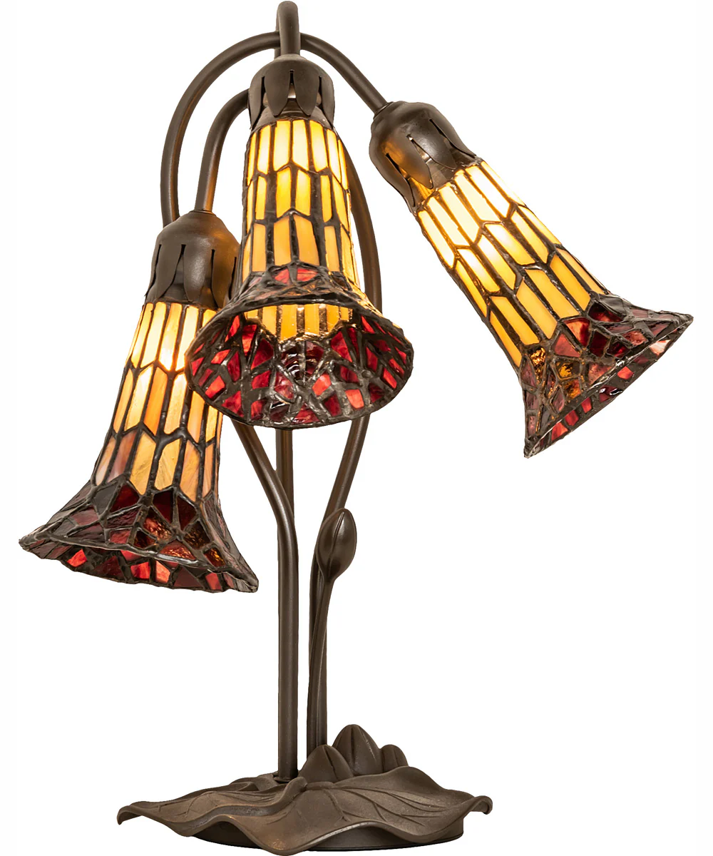 16" High Stained Glass Pond Lily 3 Light Accent Lamp - Image 5