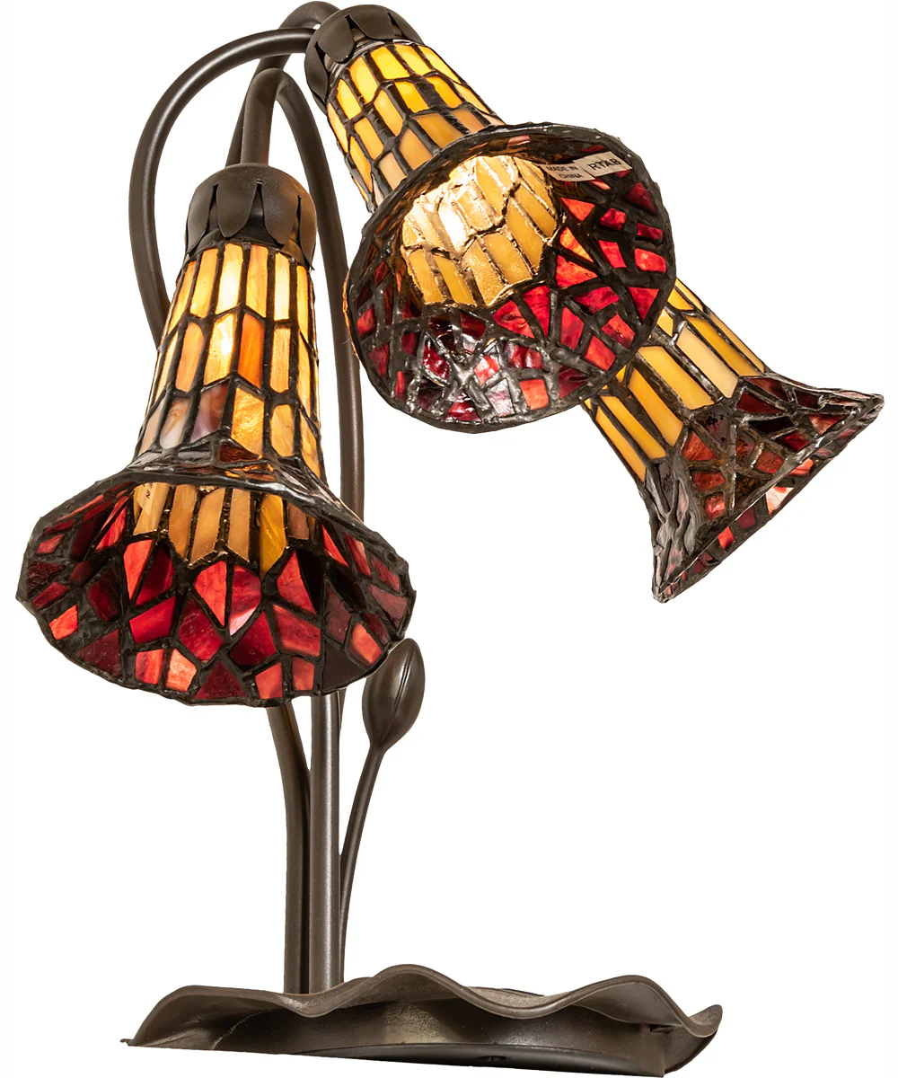 16" High Stained Glass Pond Lily 3 Light Accent Lamp - Image 6