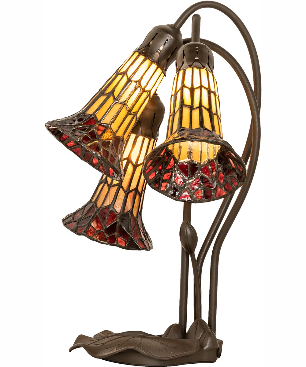 16" High Stained Glass Pond Lily 3 Light Accent Lamp - Image 7