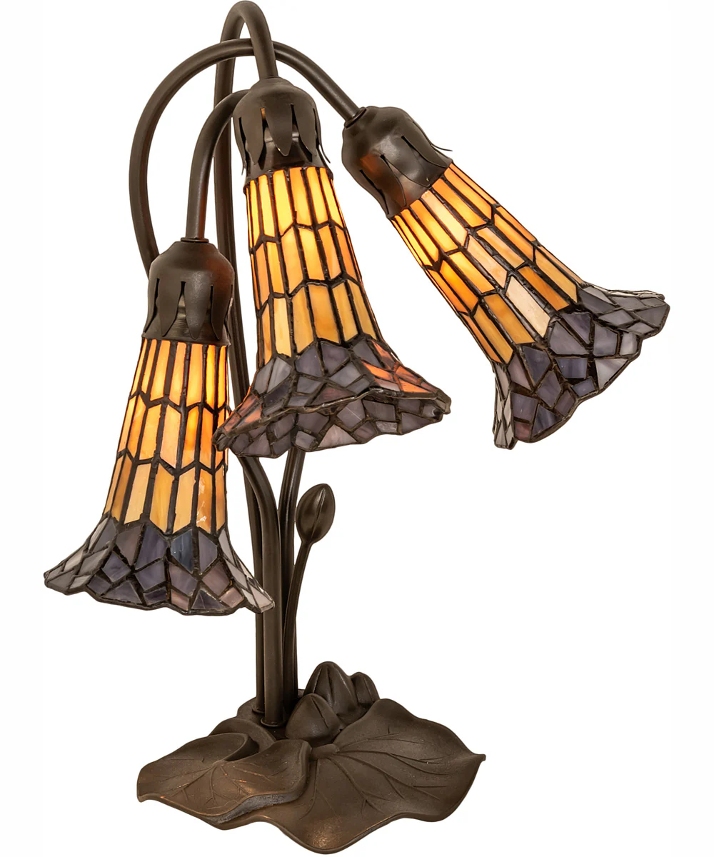 16" High Stained Glass Pond Lily 3 Light Accent Lamp