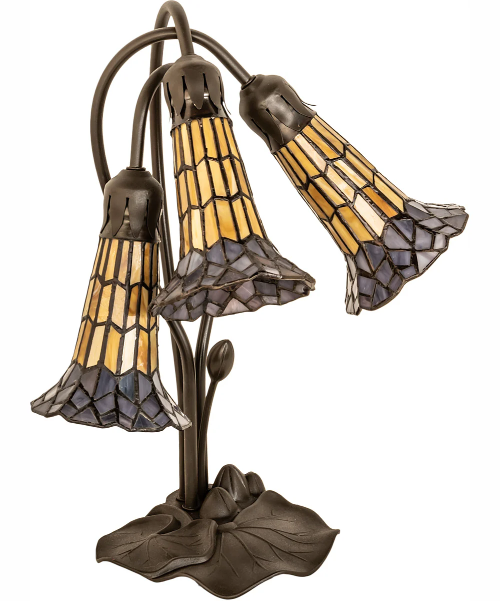 16" High Stained Glass Pond Lily 3 Light Accent Lamp - Image 2
